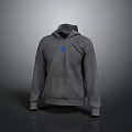 Comfortable Gray Hooded Sweatshirt With Blue Chest Logo For Daily Living Use