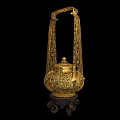 Golden Intricately Carved Decorative Ornament Set With Handle And Elegant Base