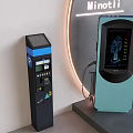 Modern Electric Vehicle Charging Station With Black And Light Blue Design And Digital