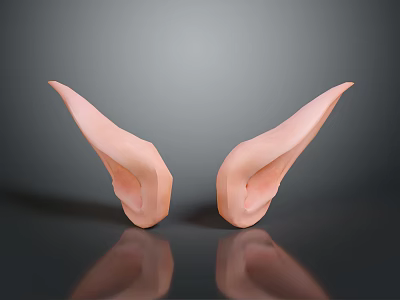 Detailed Realistic Pink Ear Models Symmetrically Placed On Smooth Reflective Surface 3d model