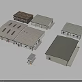 Various Small Industrial Building Models With Diverse Roof Designs And Structures 3d model