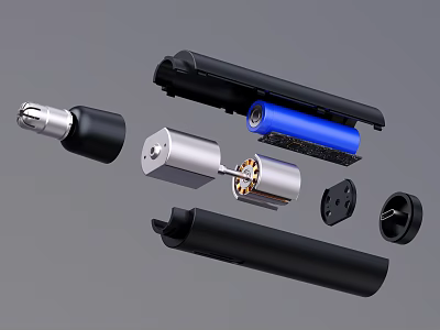 Disassembled Handheld Device Internal Components With Motor Battery And Housing Parts 3d model