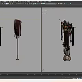 Traditional Chinese Decorative Architectural Column With Red Gold Carvings Tassels And Banner