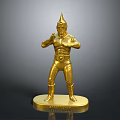 Golden Ultraman Game Movie Character Statue Standing in Battle Pose on Base