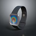 Modern Smartwatch With Black Strap Square Dial And Colorful Screen 3d model