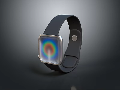 Modern Smartwatch With Black Strap Square Dial And Colorful Screen 3d model