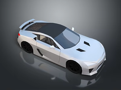 White Sports Car With Sleek Aerodynamic Design Black Roof And Rear Spoiler 3d model