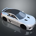 White Sports Car With Sleek Aerodynamic Design Black Roof And Rear Spoiler