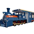 Modern Blue And Orange Mini Train Utility Vehicle With Sightseeing Carriage