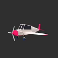 White And Pink 3D Model Toy Airplane With Blue Wheels And Propeller