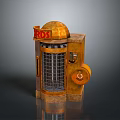 Vintage Telephone Booth With Rusty Appearance Dome Top Red RDS Sign And Rotary Dial