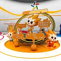 Colorful Children's Playground With Cartoon Characters Archway Rotating Equipment And Vibrant Decorations