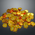 Small Round Shiny Golden Bitcoin Coins As Decorative Household Collection Items