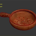 Ancient Orange Ceramic Pottery Vessel With Handle And Perforated Base 3d model