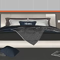 Modern Double Bed Interior Design With Minotti Pillows And Dark Bedding 3d model
