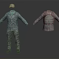 Camouflage Military Uniform Set With Vest And Hat For Military Roles 3d model