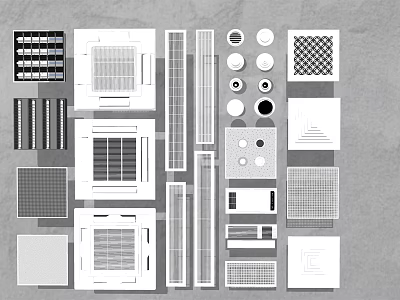Air Conditioner Vent Types with Diverse Grid Square and Circular Designs 3d model