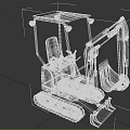 Small Yellow Excavator Toy Featuring Black Tracks Red Bucket And Cab Canopy