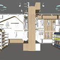 Kids Clothing Store Interior With Pink Outfits Shoes And Cloud Shaped Lights
