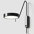 Modern Wall Lamp With Circular White Shade And Black Adjustable Arm Design 3d model