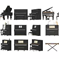 Assorted Musical Instruments Including Grand Upright Pianos Stools And Painting Supplies