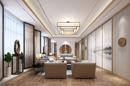 New Chinese-style reception room 3d model