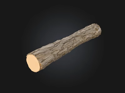Stone Wood Log Featuring Natural Textured Surface And Smooth Cut End 3d model