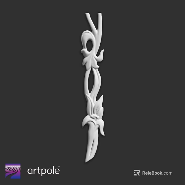 White Carved Decorative Component With Intricate Floral Vine Pattern For Ornamental Use 3d model 