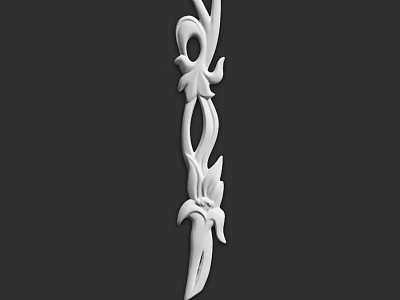 White Carved Decorative Component With Intricate Floral Vine Pattern For Ornamental Use 3d model