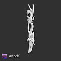 White Carved Decorative Component With Intricate Floral Vine Pattern For Ornamental Use