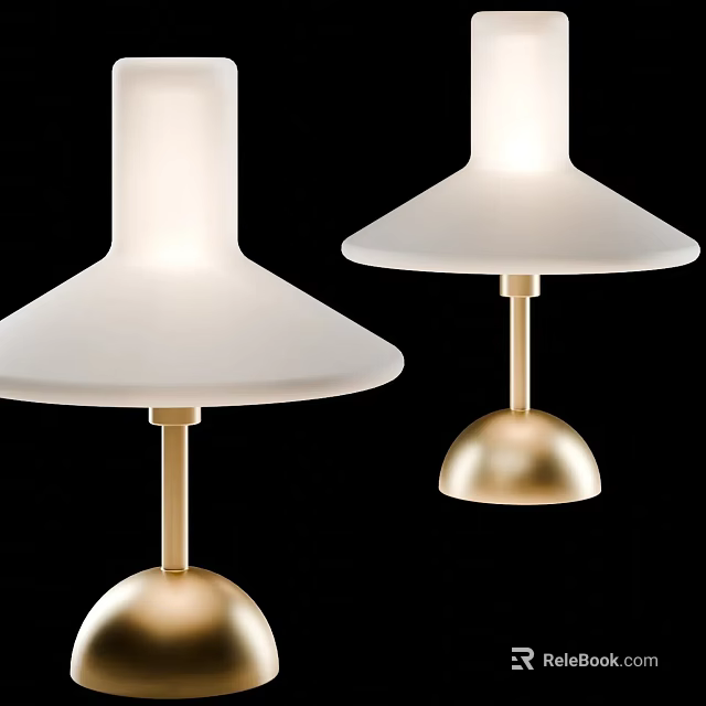 Modern Table Lamps With White Shades And Gold Bases For Elegant Home Decor 3d model 