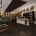 Modern Restaurant Interior Design With Open Layout Marble Bar And Pendant Lights