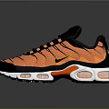 Orange And Black Sporty Running Shoes With White Red Accent Cushioned Sole And Mesh Upper