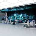 Futuristic Tech Experience Space With Digital City Screen And Interactive Devices 3d model