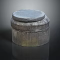 Vintage Textured Stone Garden Ornament With Round Top For Outdoor Decor