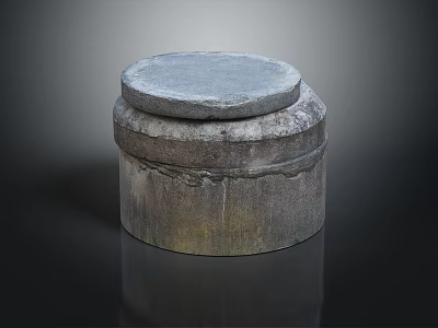 Vintage Textured Stone Garden Ornament With Round Top For Outdoor Decor 3d model