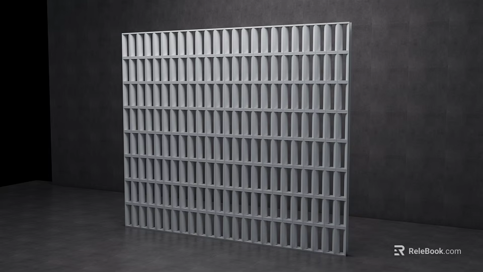 Modern Gray Metal Grid Partition For Interior Decoration And Space Division 3d model 