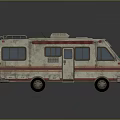 Vintage Recreational Vehicle With Roof Rack Sunroof Windows Door And Striped Design