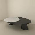 Modern Minimalist Coffee Table With White Top And Black Conical Legs 3d model