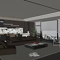 Modern Guest Restaurant Sofa Combination Coffee Table Dining Table and Chair Wine Cabinet 3d model