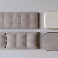 Soft Light Gray And Off White Cushions With Various Shapes And Stitched Details