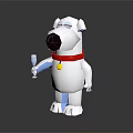 Cartoon White Dog Wearing Red Collar With Yellow Bell Holding Wine Glass On Dark Background