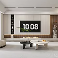 Elegant Modern Open Concept Living Dining Room With White Cabinets Wooden Walls And Sculpture Decor