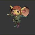 Cartoon Mouse Game Movie Character With Orange Hat Large Ears Pink Nose And Green Coat