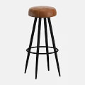 Modern Leather Bar Stool With Black Metal Legs And Round Comfortable Seat Design