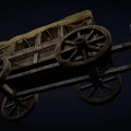 Vintage Old Wooden Wagon with Canvas Cover and Large Wooden Wheels