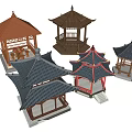 Different Traditional Chinese Pavilion Models With Various Roof Styles And Designs