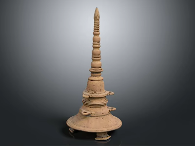 Ancient Traditional Tower With Multi Tiered Structure Spire Top And Base Platform Design 3d model
