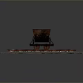 Small Rustic Mine Cart Model on Railway Track with Gravel Surface
