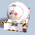 Modern White Gas Transport Truck With Flammable Tank And Warning Signs